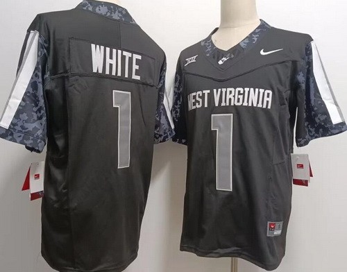 Men's West Virginia Mountaineers #1 Jahiem White Black FUSE College Football Jersey