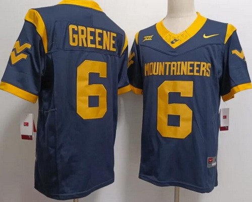 Men's West Virginia Mountaineers #6 Garrett Greene Navy FUSE College Football Jersey