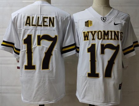Men's Wyoming Cowboys #17 Josh Allen White College Jersey