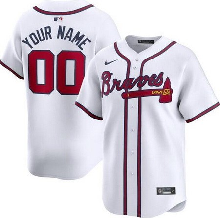 Toddler Atlanta Braves Customized White Limited Jersey