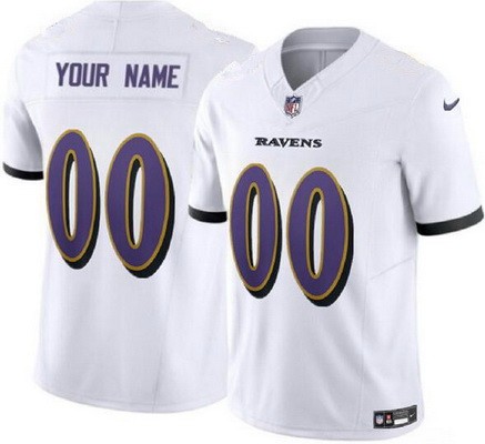 Toddler Baltimore Ravens Customized Limited White FUSE Vapor Jersey