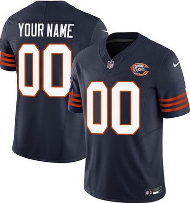 Toddler Chicago Bears Customized Limited Navy Throwback FUSE Vapor Jersey