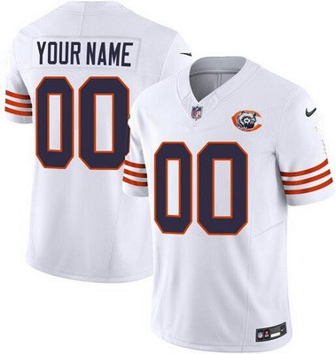 Toddler Chicago Bears Customized Limited White Throwback FUSE Vapor Jersey