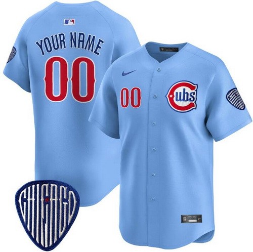 Toddler Chicago Cubs Customized Baby Blue Limited Jersey