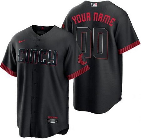 Toddler Cincinnati Reds Customized Black City Connect Cool Base Jersey