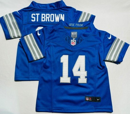 Toddler Detroit Lions #14 Amon Ra St Brown Limited Blue FUSE Vapor Jersey
