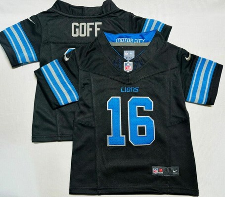 Toddler Detroit Lions #16 Jared Goff Limited Black FUSE Vapor Jersey