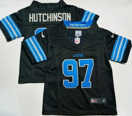Toddler Detroit Lions #97 Aidan Hutchinson Limited Black FUSE Vapor Jersey