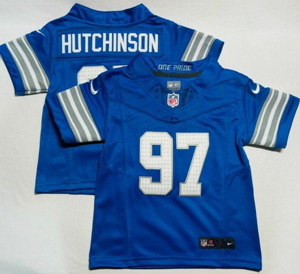 Toddler Detroit Lions #97 Aidan Hutchinson Limited Blue FUSE Vapor Jersey