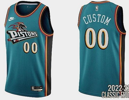 Toddler Detroit Pistons Customized Teal Classic Icon Swingman Jersey