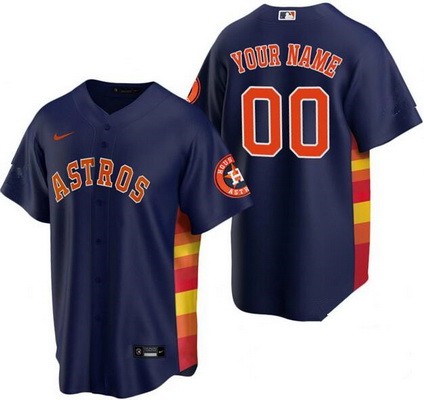 Toddler Houston Astros Customized Navy Team Logo Cool Base Jersey