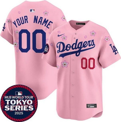 Toddler Los Angeles Dodgers Customized Pink 2025 Tokyo Series Limited Jersey