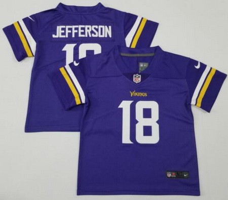 Toddler Minnesota Vikings #18 Justin Jefferson Limited Purple Vapor Jersey