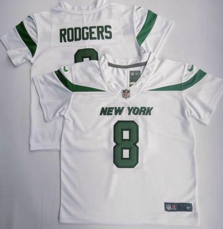 Toddler New York Jets #8 Aaron Rodgers Limited White Vapor Jersey