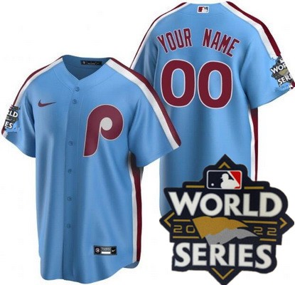 Toddler Philadelphia Phillies Customized Light Blue 2022 World Series Cool Base Jersey