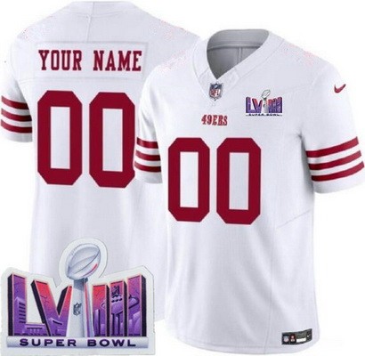 Toddler San Francisco 49ers Customized Limited White LVIII Super Bowl FUSE Vapor Jersey