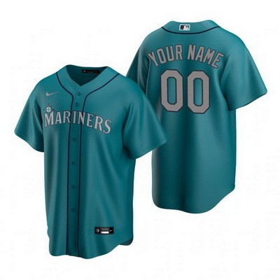 Toddler Seattle Mariners Customized Aqua Alternate 2020 Cool Base Jersey