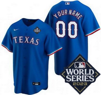 Toddler Texas Rangers Customized Blue 2023 World Series Cool Base Jersey