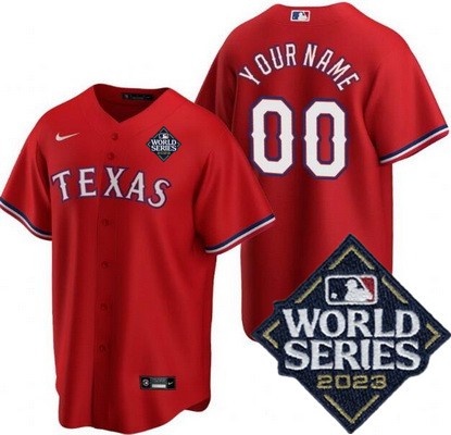 Toddler Texas Rangers Customized Red 2023 World Series Cool Base Jersey