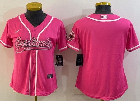 Women's Arizona Cardinals Blank Limited Pink Baseball Jersey