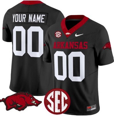 Women's Arkansas Razorbacks Custom Limited Black FUSE College Football Jersey