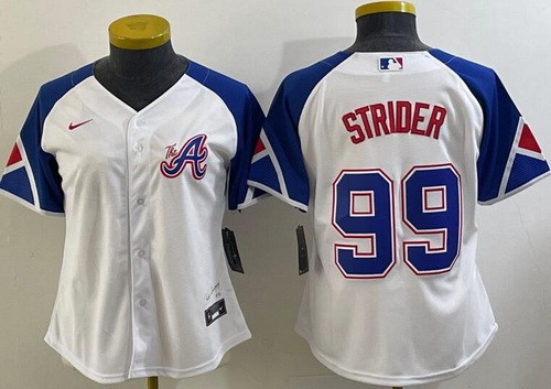 Women's Atlanta Braves #99 Spencer Strider White 2013 City Cool base Jersey