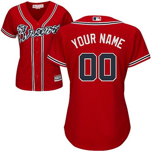 Women's Atlanta Braves Customized Red Cool Base Jersey
