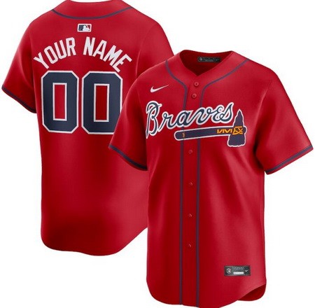 Women's Atlanta Braves Customized Red Limited Jersey