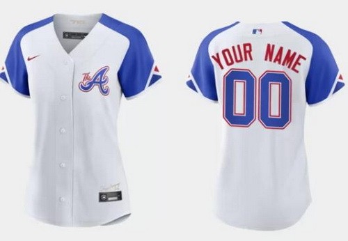 Women's Atlanta Braves Customized White 2023 City Cool Base Jersey