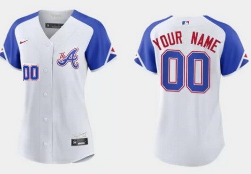 Women's Atlanta Braves Customized White 2023 City Player Number Cool Base Jersey