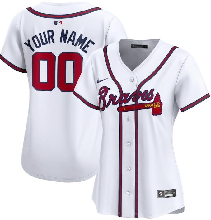Women's Atlanta Braves Customized White Limited Jersey