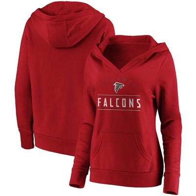 Women's Atlanta Falcons Red Iconic League Leader V Neck Pullover Hoodie