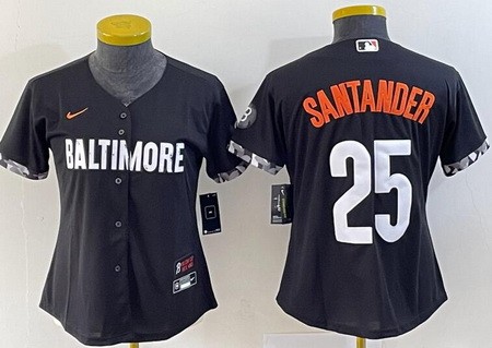 Women's Baltimore Orioles #25 Anthony Santander Black 2023 City Connect Cool Base Jersey