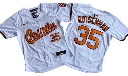 Women's Baltimore Orioles #35 Adley Rutschman White Limited Cool Base Jersey