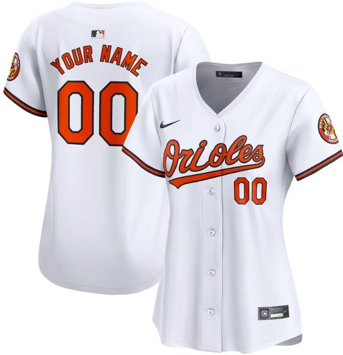 Women's Baltimore Orioles Customized White Limited Jersey