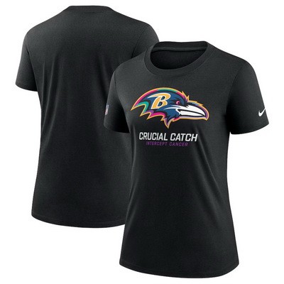 Women's Baltimore Ravens Black 2024 Crucial Catch T Shirt