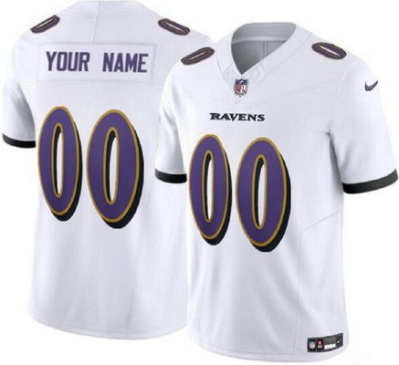 Women's Baltimore Ravens Customized Limited White FUSE Vapor Jersey