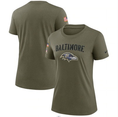 Women's Baltimore Ravens Olive 2022 Salute To Service Legend T Shirt