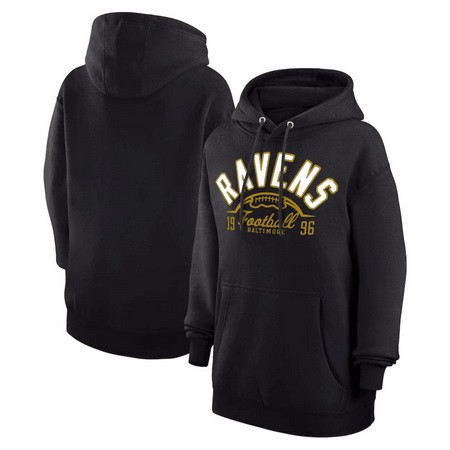 Women's Baltimore Ravens Starter Black Half Ball Team Pullover Hoodie