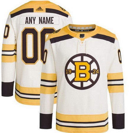 Women's Boston Bruins Customized Cream 100th Anniversary Authentic Jersey