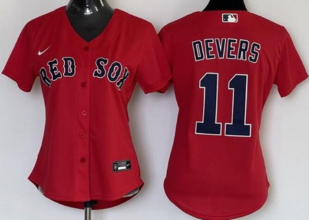 Women's Boston Red Sox #11 Rafael Devers Red Cool Base Jersey