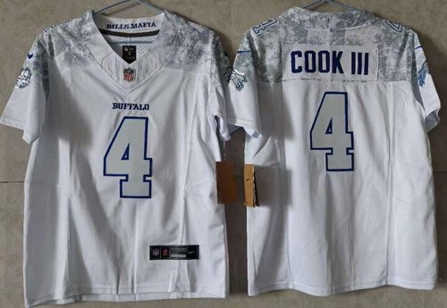Women's Buffalo Bills #4 James Cook Limited White Rivalries FUSE Vapor Jersey