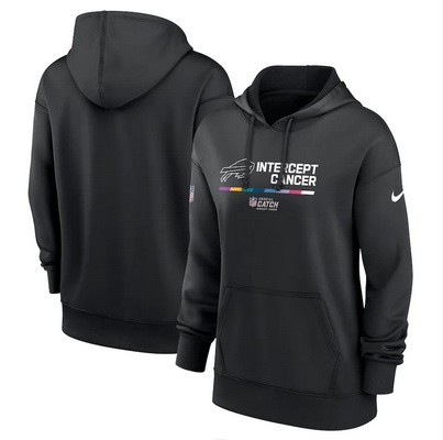 Women's Buffalo Bills Black 2022 Crucial Catch Therma Performance Pullover Hoodie