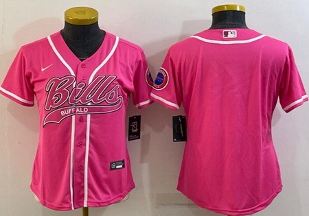 Women's Buffalo Bills Blank Pink Baseball Jersey