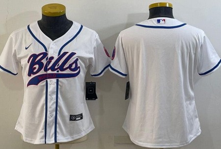 Women's Buffalo Bills Blank White Baseball Jersey