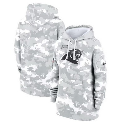 Women's Carolina Panthers Arctic Camo 2024 Salute to Service Club Fleece Pullover Hoodie