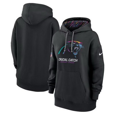 Women's Carolina Panthers Black 2024 Crucial Catch Club Pullover Hoodie
