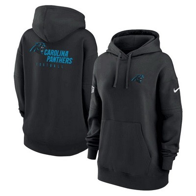 Women's Carolina Panthers Black Sideline Club Fleece Pullover Hoodie
