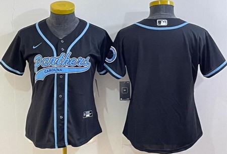 Women's Carolina Panthers Blank Black Baseball Jersey