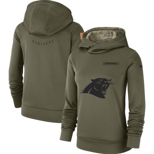Women's Carolina Panthers Olive Salute To Service Printed Pullover Hoodie